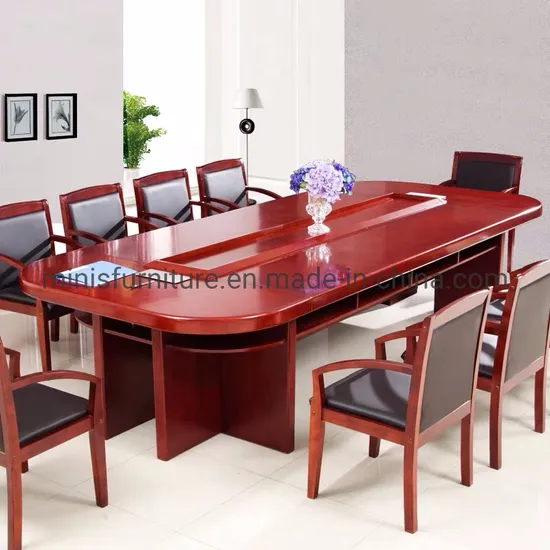 Office Furniture Conference Room MDF Veneer Rectangle Meeting Table with Chairs