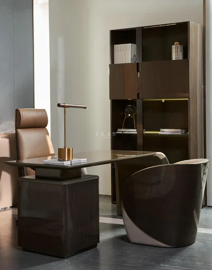 Ekar Brand Italian Design Office Furniture Manager Desk High Gloss Veneer Modern Executive Simple Office Desk Table