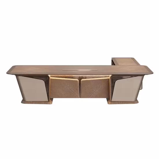 Be Greeted with CEO Manager Executive Wooden Modern Wood Design Home Executive L Shaped Office Table