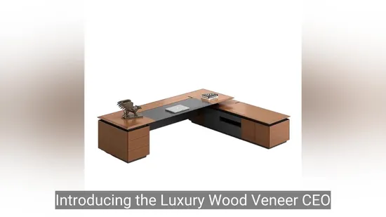 Luxury Executive Office Desk with Premium Wood Veneer Finish 