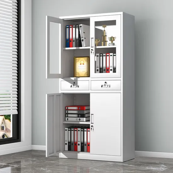 Gdlt Four Door Storage Cabinet Metal Closet Wardrobe Metal Cabinet Steel File Cabinet with 3 Drawers 
