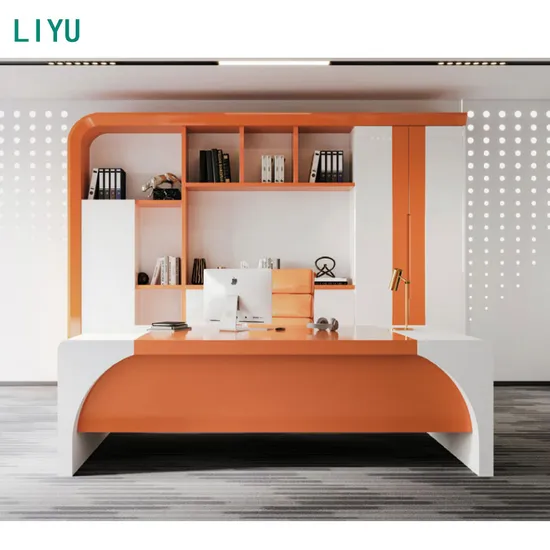Liyu Simple Fashion Wooden Boss Office Desk L Shape Modern President Table Furniture with Drawer 