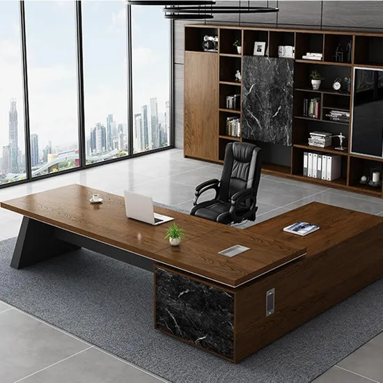 Luxury Modern Wood Design MDF Home Executive L Shaped CEO Office Table 