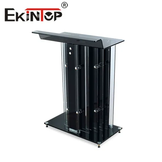 Ekintop Modern Glass Podium Black Church Lectern and Podiums 