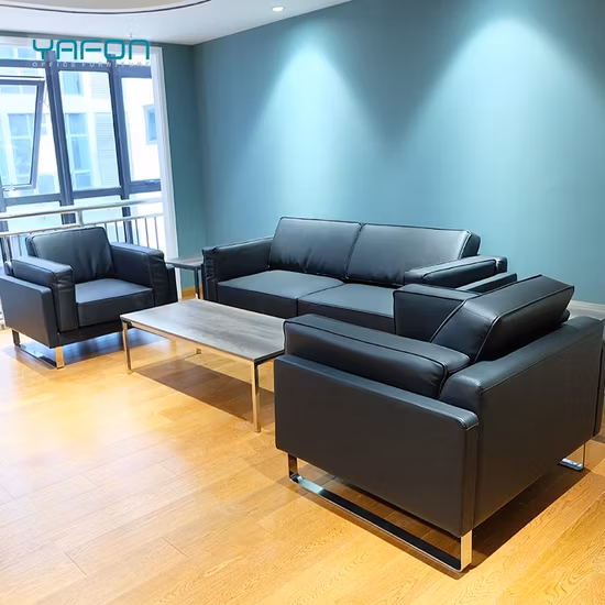 High Quality Modern Black Synthetic Leather Office Sofa Set Office Furniture Sofa