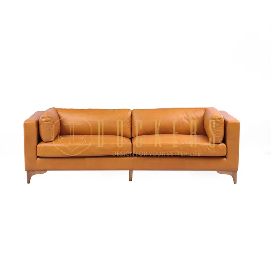 Modern Genuine Top Grain Leather Sofa 240cm Long Couch Soft Cushion Backrest Seat Multi
