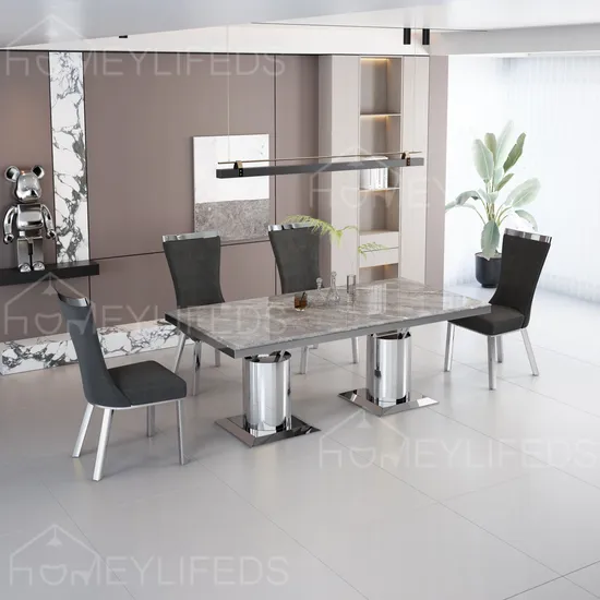 Round Marble Tea Metal Frame Living Room Wooden Top Coffee Table 